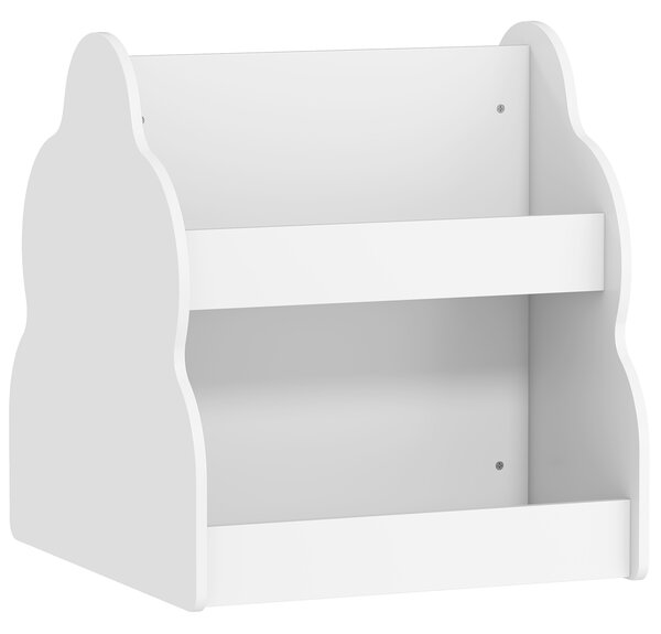 AIYAPLAY Scaffale per bambini, a 2 livelli con ruote, 4 ripiani, 54x50x56 cm, Bianco | Aosom Italy
