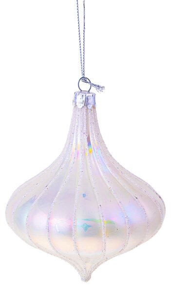 Set 8 Trottola Ø10 cm Bianco con Glitter