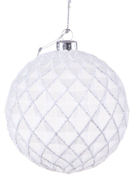 Set 4 Palline Decorative per Albero di Natale Rete Ø10 cm Bianco