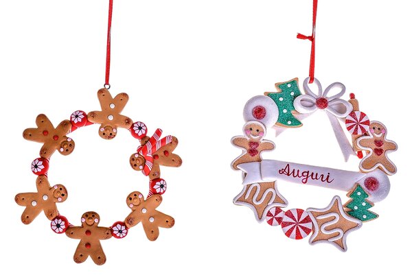 Set 8 Corone Ginger Bread da Appendere H12 cm