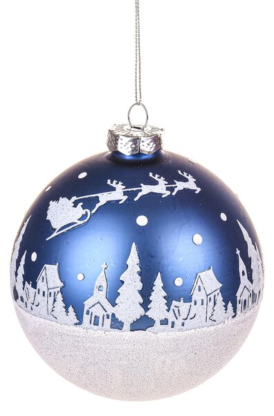 Set 4 Palline Decorative per Albero di Natale con Renne Ø10 cm Blue