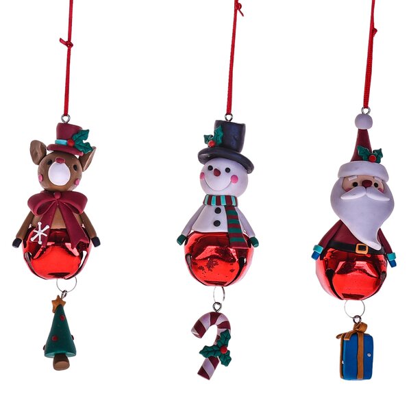 Set 6 Decori Babbo Natale, Pupazzo di Neve e Renna H13 cm