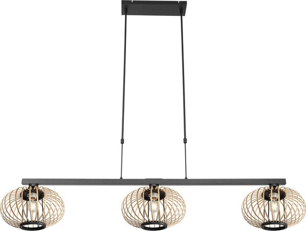Steinhauer - lampada a sospensione - Stang - naturale nero - bambù metallo - grande lampada da tavolo da pranzo - E27 - 4472ZW