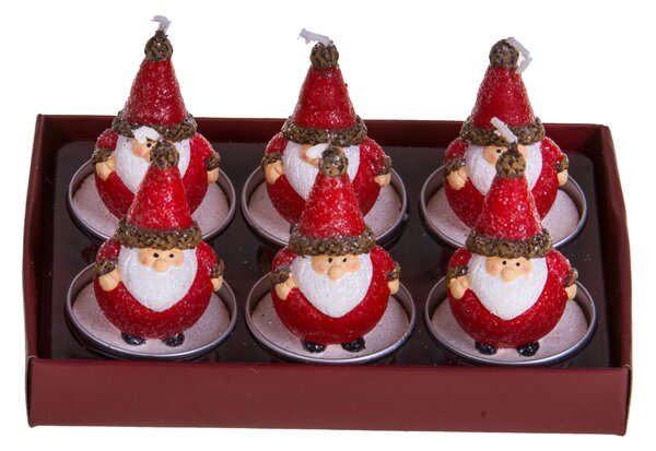 Tealight Babbo Natale 12 Pz H6 cm Rosso