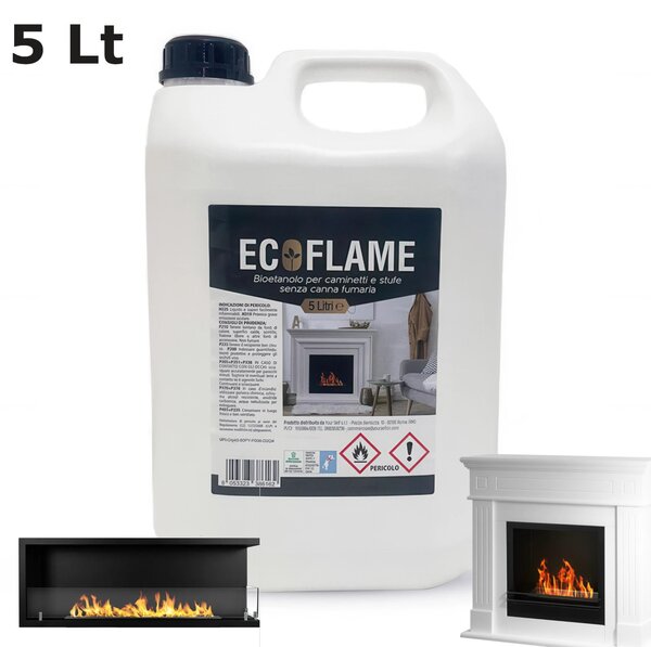 Bioetanolo x 5 lt combustibile ecologico naturale per camini biocamini
