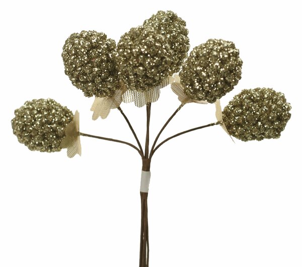 Set 24 More con Glitter H12 cm Champagne