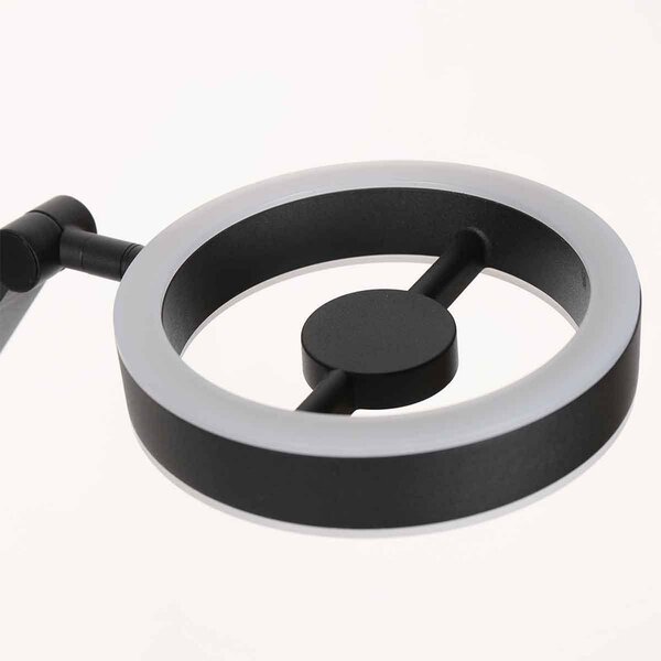 Steinhauer Piantana LED Ringlux, nera, metallo, regolabile dimmerabile, Nero, Soggiorno / Sala da pranzo, Metallo, Moderno, Lampada da tavolo LED