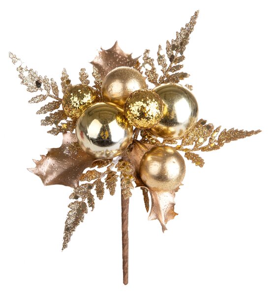 Set 12 Pick con Palline H13 cm Oro