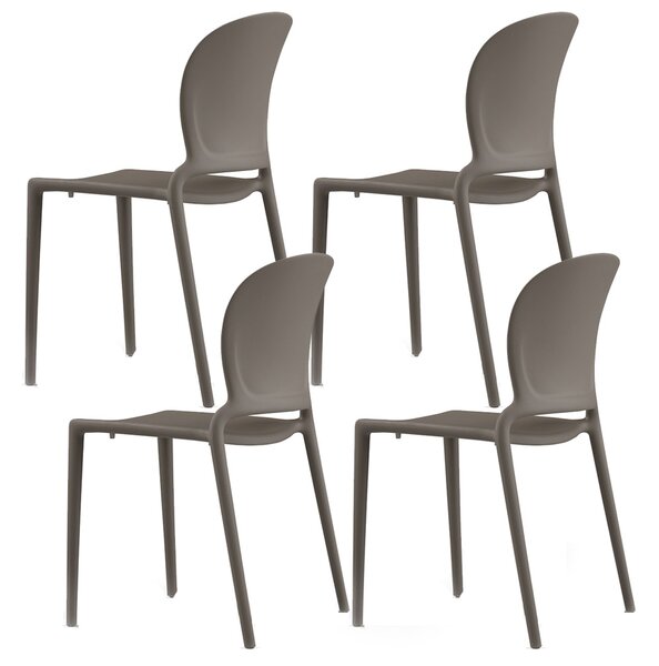 Set 4 Sedie Impilabili 83x48x55 cm in Polipropilene e Fibra di Vetro Jasmine Tortora