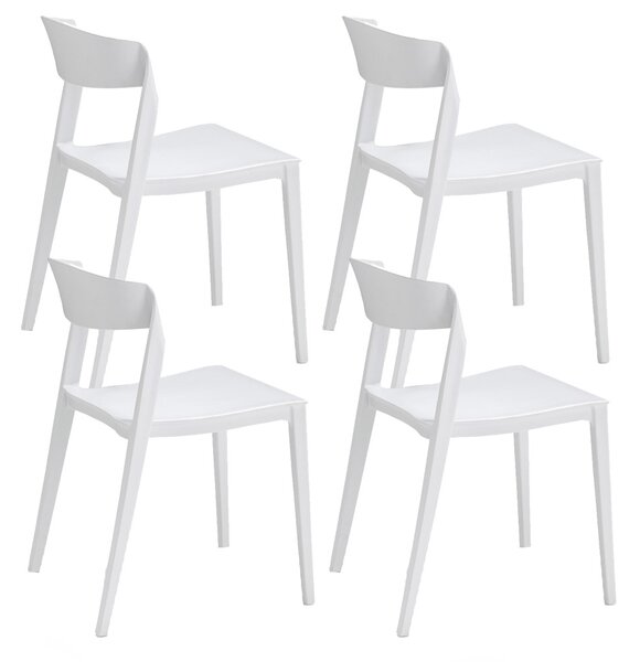 Set 4 Sedie Impilabili 79x51,5x49 cm in Polipropilene e Fibra di Vetro Paola Bianco