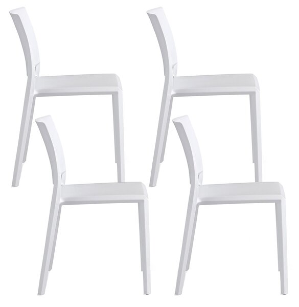 Set 4 Sedie Impilabili 82x45x53 cm in Polipropilene e Fibra di Vetro Megan Bianco