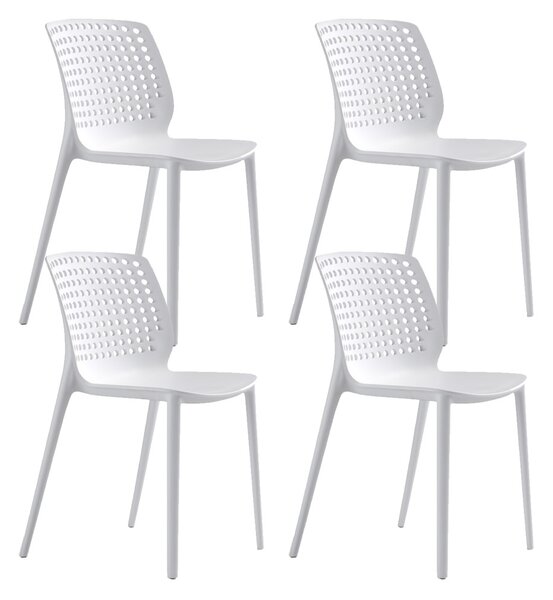 Set 4 Sedie Impilabili 80x45x50 cm in Polipropilene e Fibra di Vetro Wanda Bianco