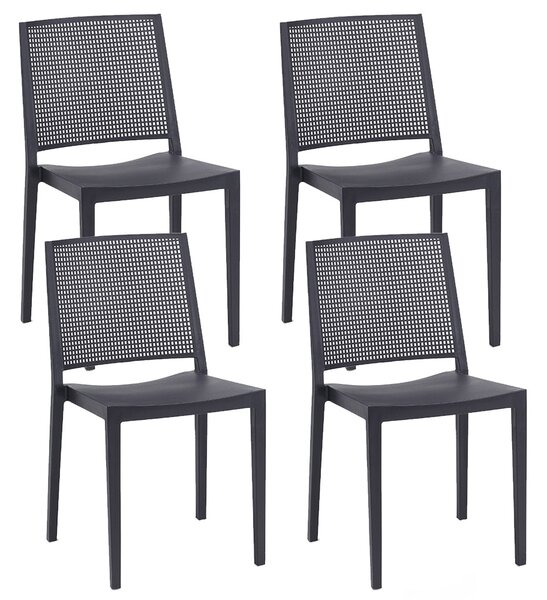 Set 4 Sedie Impilabili 81x46x56 cm in Polipropilene e Fibra di Vetro Porto Antracite