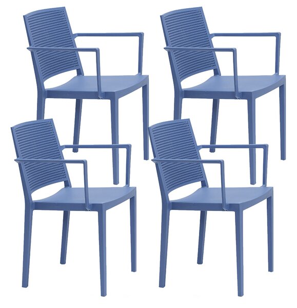 Set 4 Sedie Impilabili 81x57x56 cm con Braccioli in Polipropilene e Fibra di Vetro Porto Carta di Zucchero
