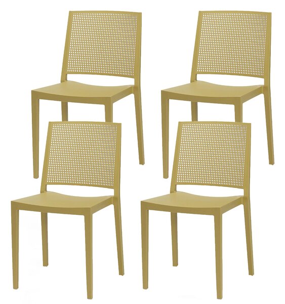 Set 4 Sedie Impilabili 81x46x56 cm in Polipropilene e Fibra di Vetro Porto Senape