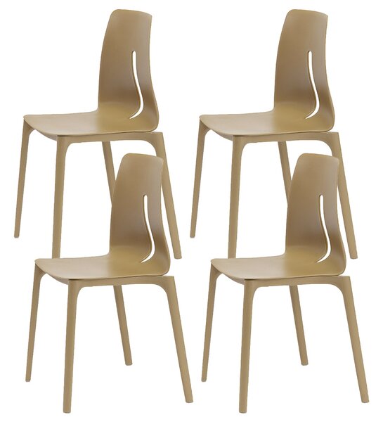 Set 4 Sedie Impilabili 85x50x51 cm in Polipropilene e Fibra di Vetro Lisbona Camel