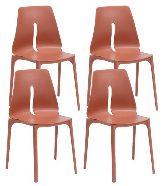 Set 4 Sedie Impilabili 85x50x51 cm in Polipropilene e Fibra di Vetro Lisbona Mattone