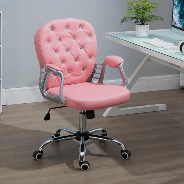 MODFU sedia da ufficio sedia da scrivania sedia executive con comandi pneumatici, sedia da computer ergonomica con schienale imbottito, rosa
