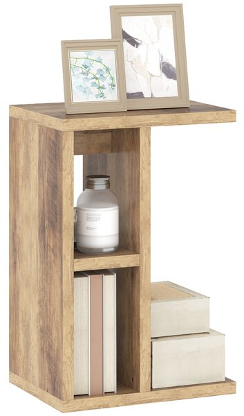 Tavolino da Salotto a Forma di C 40x30x60 cm con 3 Ripiani Marrone