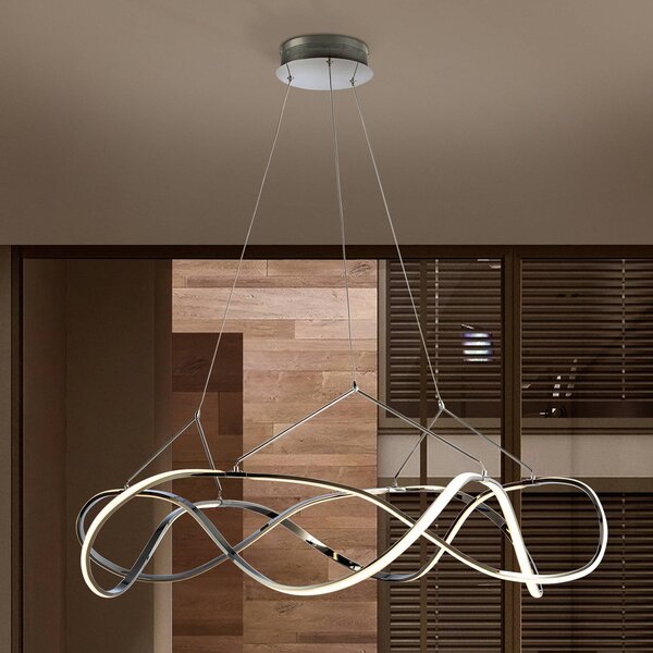 Schuller Valencia Lampada a sospensione LED Molly, dimmerabile triac, Ø 100 cm, cromo, Cromo / Argento, Soggiorno / Sala da pranzo, Metallo
