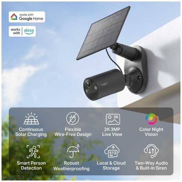 TP-Link - Telecamera solare per esterni con sensore IP65 Wi-Fi