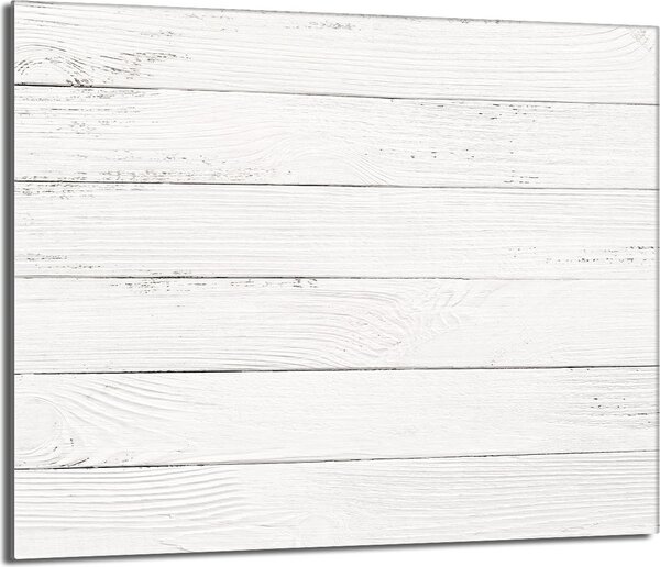 Piano cottura 60x52 Coperchio in Vetroceramica Paraspruzzi Piatto in vetro Tagliere decorativo, legno Bianco