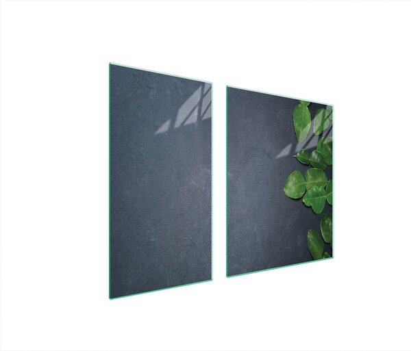 Piastre coprifornelli 2 pezzi 90x52 copertura piano cottura in Vetroceramica tagliere in vetro fogliame ardesia