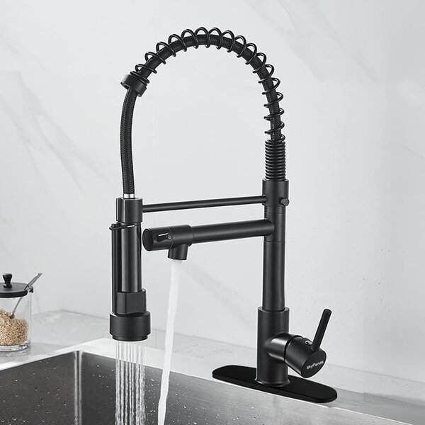SkyPanda: Miscelatore da cucina nero con doccetta estraibile a 360°