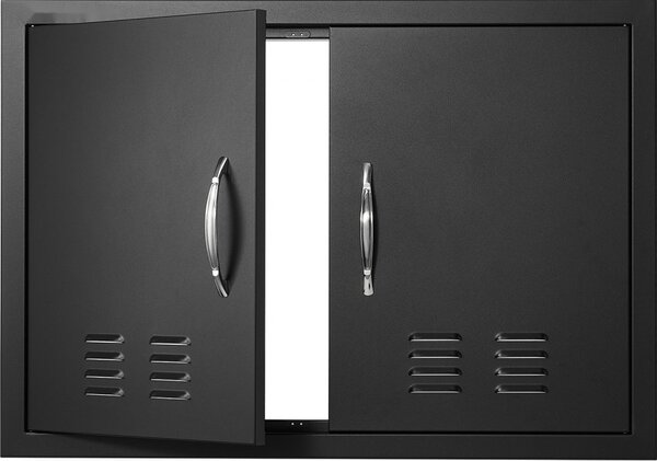 Porta di accesso al barbecue - Doppia porta da cucina esterna di alta qualità - Montaggio a filo muro - Porta a muro verticale con maniglie e fessure di ventilazione - 762 x 533 x 46 mm - Perfetta per isole barbecue e stazioni barbecue