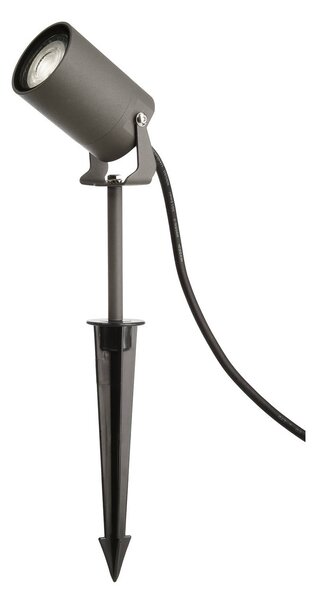 Deko-Light Faretto con picchetto a terra Spiky, Ø 6 cm, grigio, orientabile, IP65, dimmerabile, Alluminio / Grigio / Zincato, Alluminio, Moderno