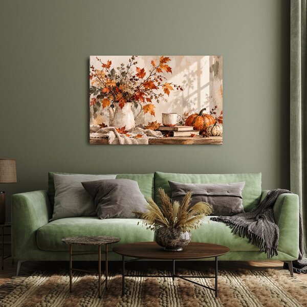 Quadro su tela – Natura morta autunnale con zucche