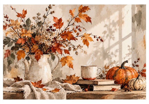 Quadro su tela – Natura morta autunnale con zucche