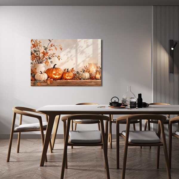 Quadro su tela – Zucche autunnali con candele