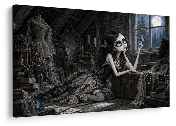 Quadro su tela – Ragazza gotica con farfalla