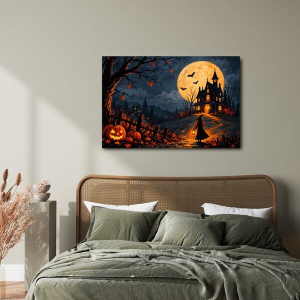 Quadro su tela – Casa stregata sotto la luna piena