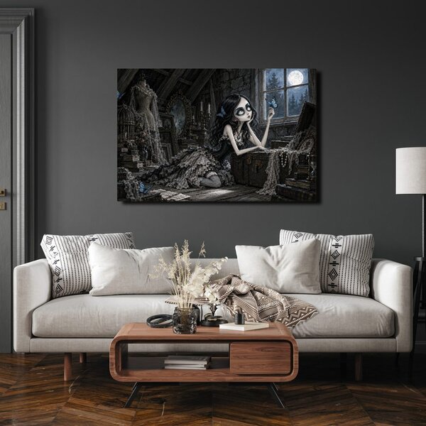 Quadro su tela – Ragazza gotica con farfalla