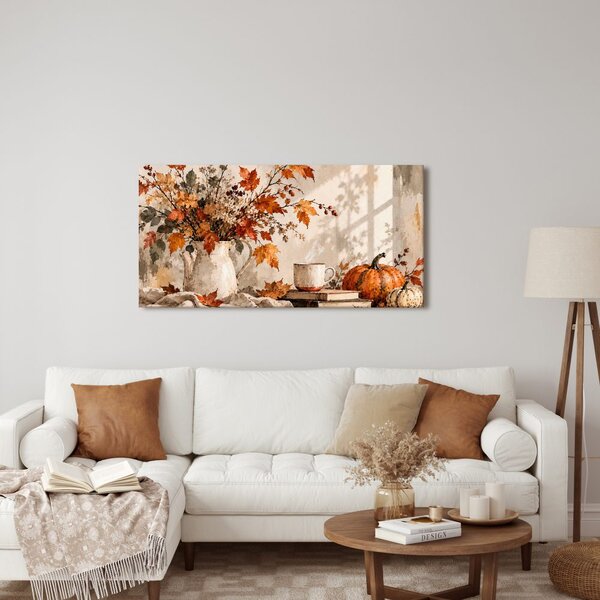 Quadro su tela – Calda composizione autunnale con libri