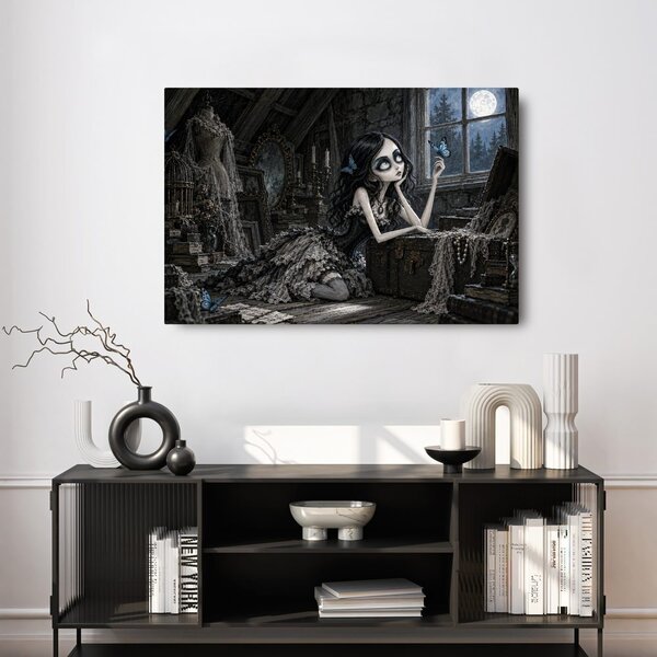 Quadro su tela – Ragazza gotica con farfalla