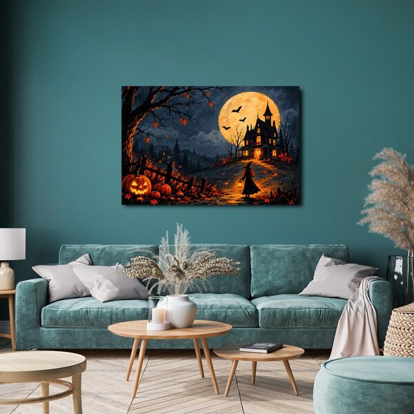 Quadro su tela – Casa stregata sotto la luna piena