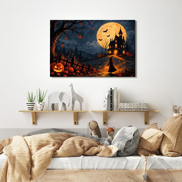 Quadro su tela – Casa stregata sotto la luna piena