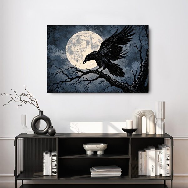 Quadro su tela – Corvo al chiaro di luna