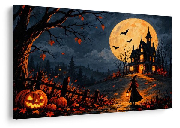 Quadro su tela – Casa stregata sotto la luna piena