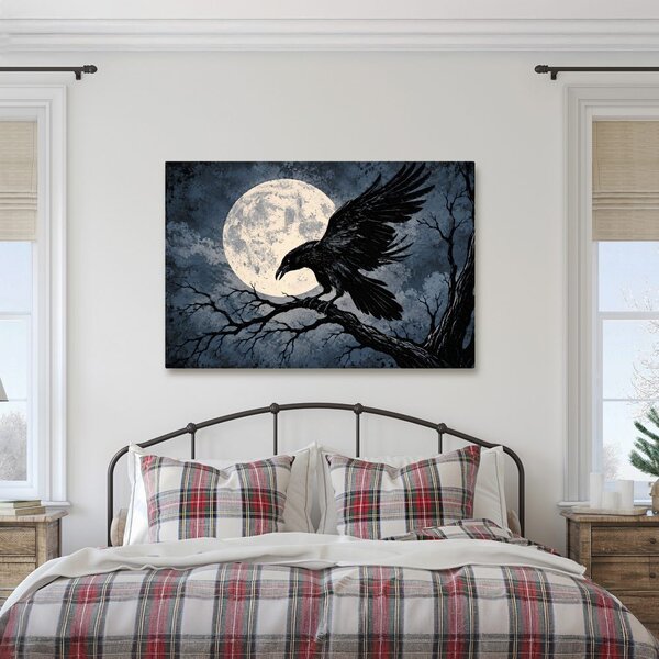 Quadro su tela – Corvo al chiaro di luna