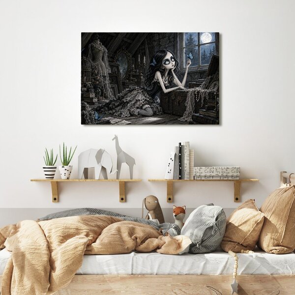 Quadro su tela – Ragazza gotica con farfalla
