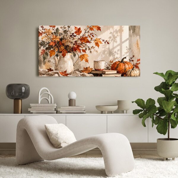 Quadro su tela – Calda composizione autunnale con libri
