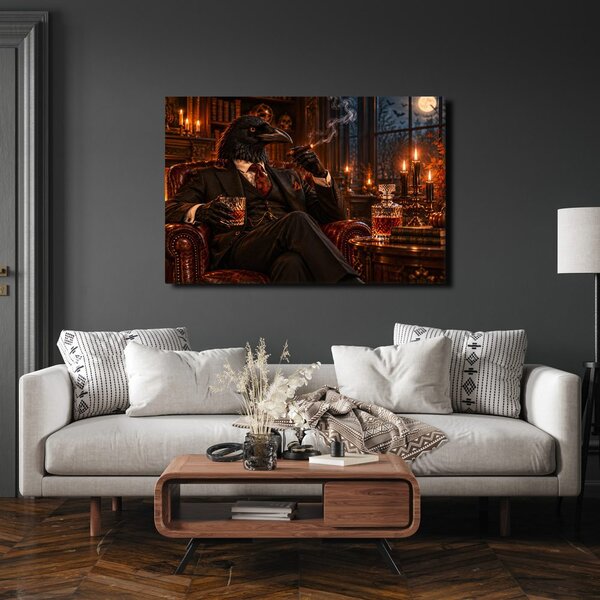 Quadro su tela – Gentiluomo corvo con sigaro