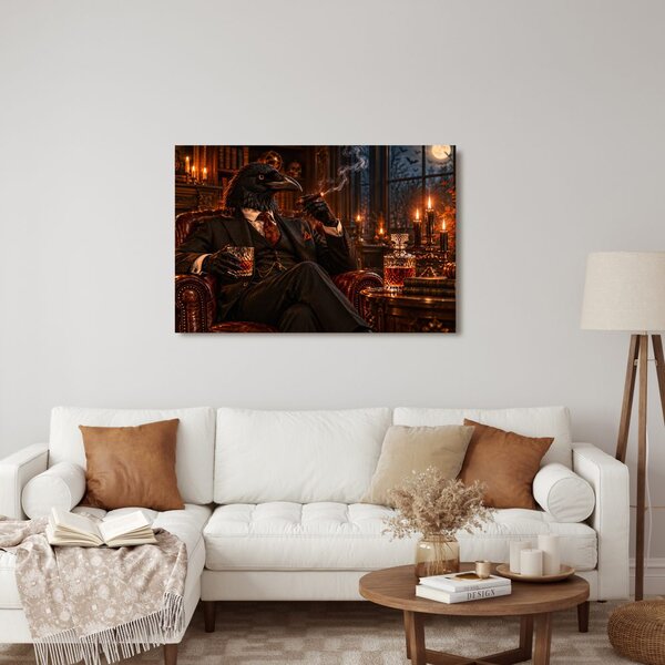 Quadro su tela – Gentiluomo corvo con sigaro
