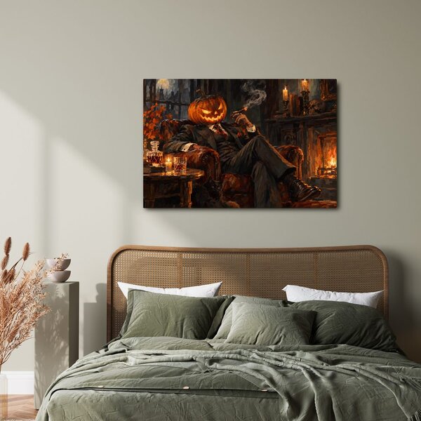 Quadro su tela – Gentiluomo zucca accanto al camino