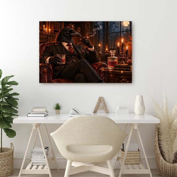 Quadro su tela – Gentiluomo corvo con sigaro