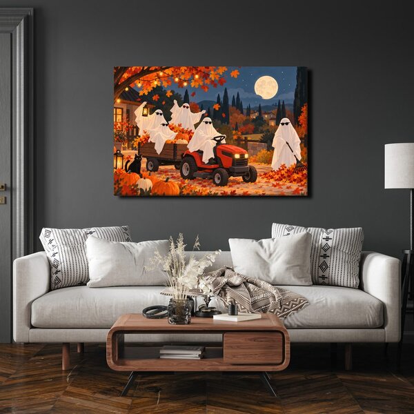 Quadro su tela – Fantasmi di Halloween sul trattore